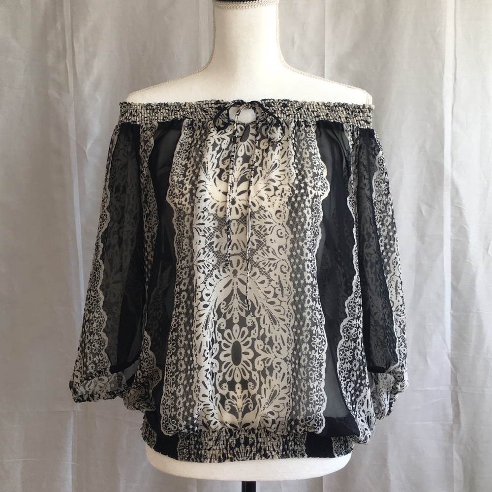 Sheer black/tan xhiliration top